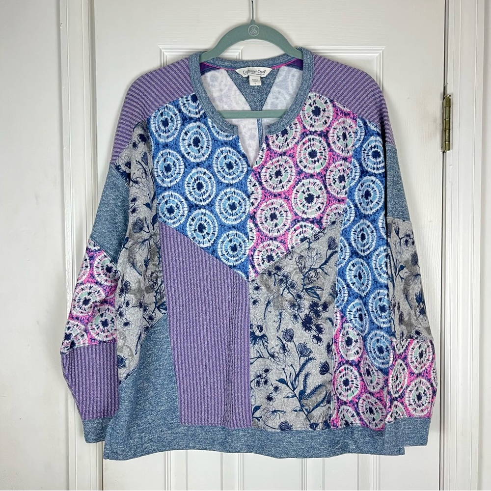Coldwater Creek Artsy Patchwork Dare To Dream Sweatshirt